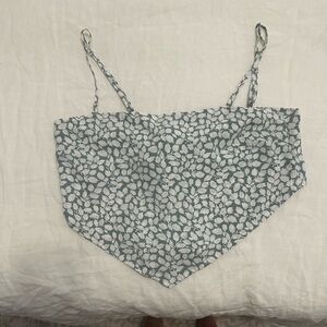 Abercrombie & Fitch Green and White Leaf Print Bandana Top